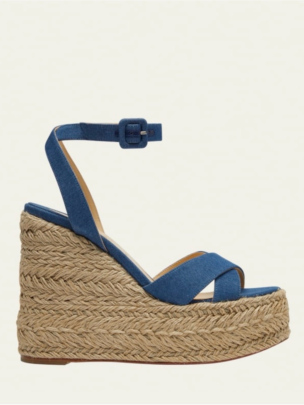 Christian Louboutin Mariza Zeppa 130 Denin Criss-Cross Espadrille Sandals